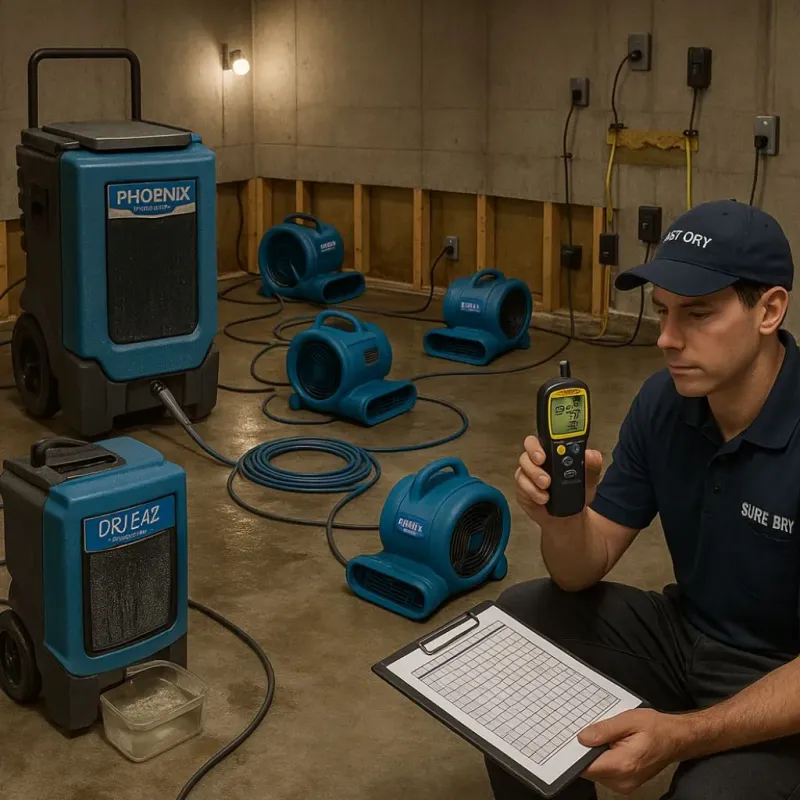 Structural Drying and Dehumidification process in Saint Hedwig, TX